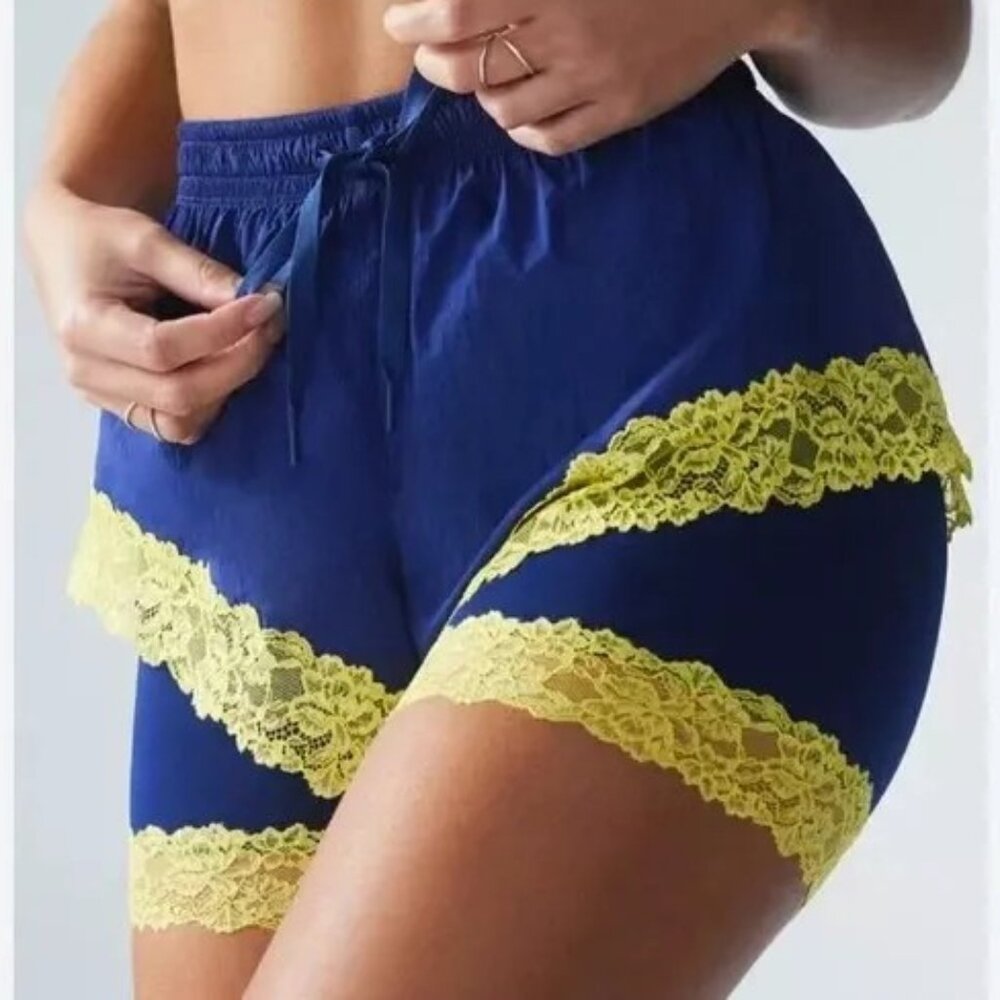 Savage X Fenty Sport by Rihanna Plus Blue Lace Race Shorts Size 1X NWT $64.95